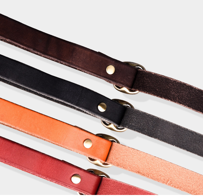 Custom Logo Engraved Buckle Leather Dog Collar Genuine Solid Color PU Genuine Leather Pet Dog Collar for Medium Large Dogs