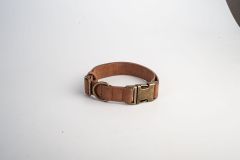 Engravable Vintage Metal Leather Dog Collar