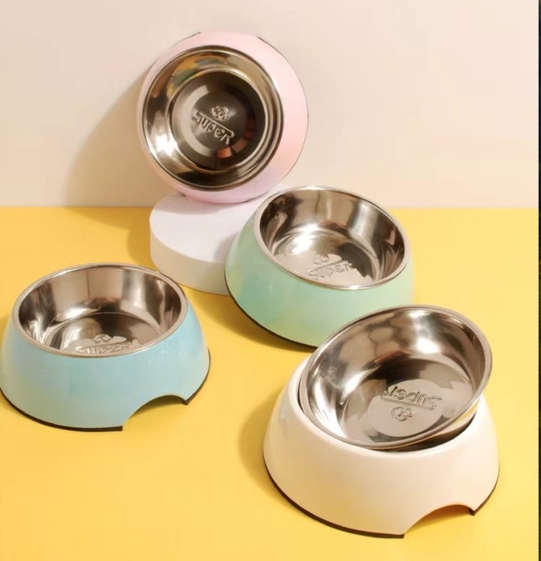 Pet-resistant stainless steel dog basin and cat basin classic round bowl