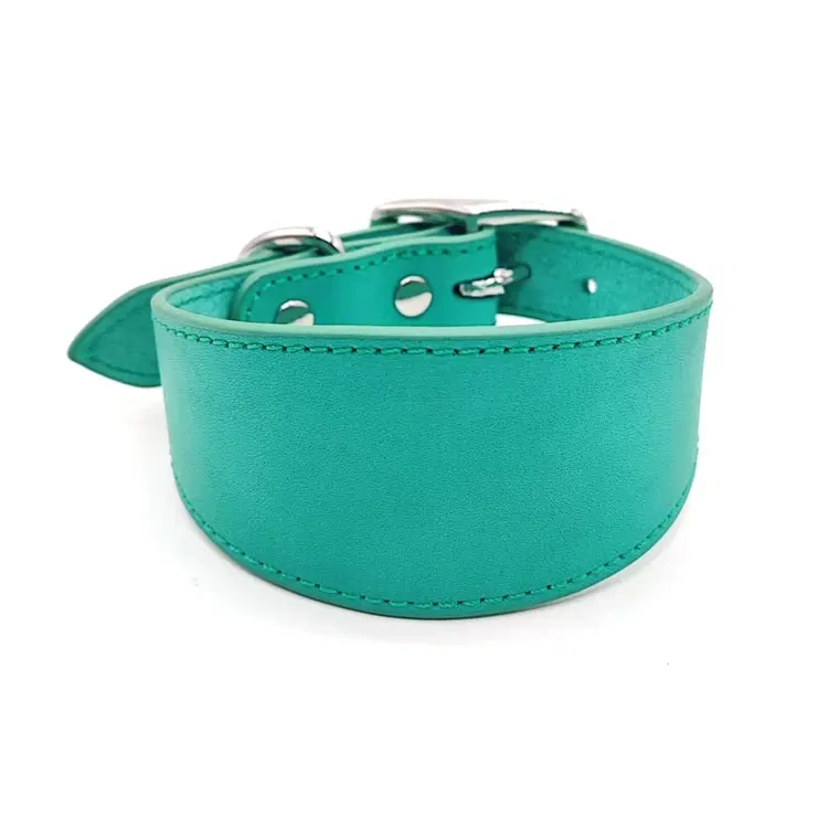 High quality multiple colors extra wide tapered leather greyhound collar
