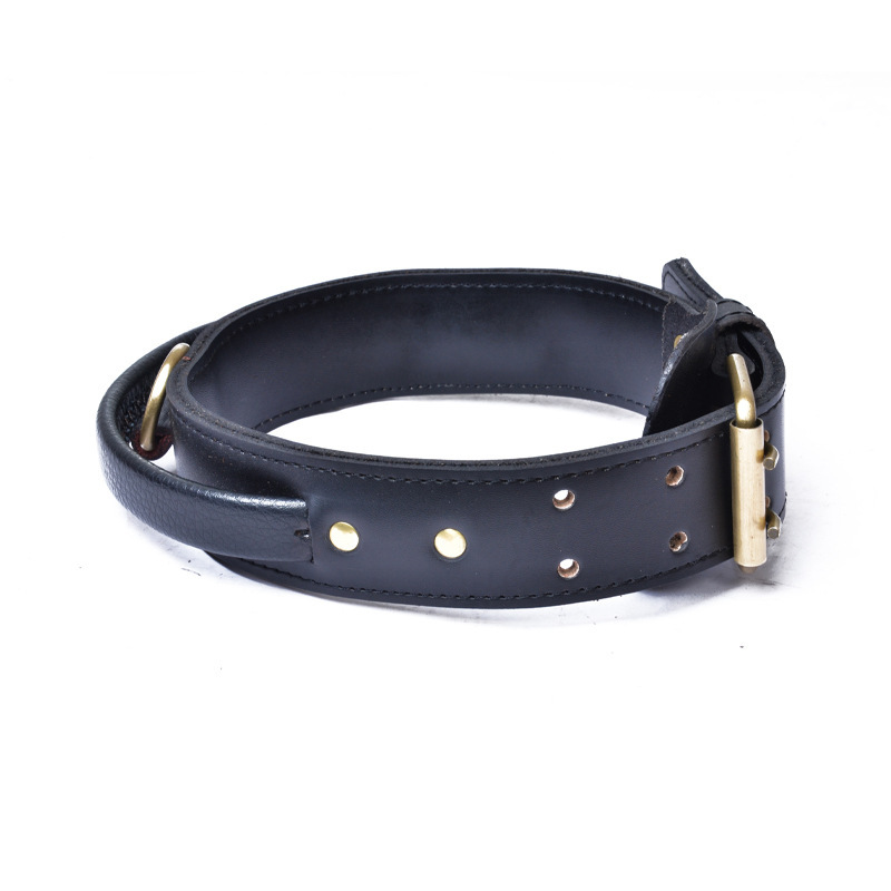 Cowhide dog collar, suitable for medium and large dogs, such as Golden Retriever, German Shepherd, Dogo Argentino