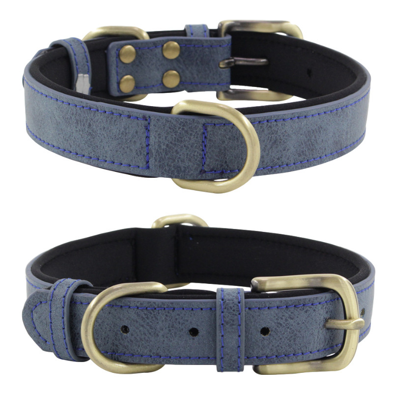 Wear-resistant leather dog collar Neoprene dog collar