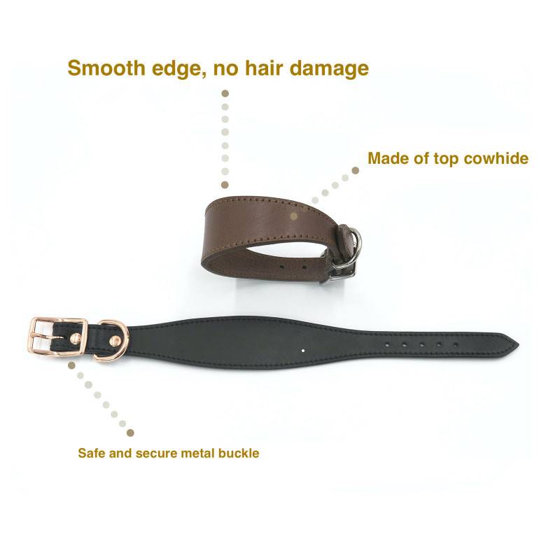 Real Leather Dog Colloar,High quality multiple colors extra wide tapered leather greyhound collar