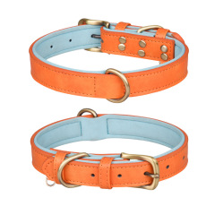 PU leather dog collar with engraving, breathable neoprene lining dog collar for medium and large dogs