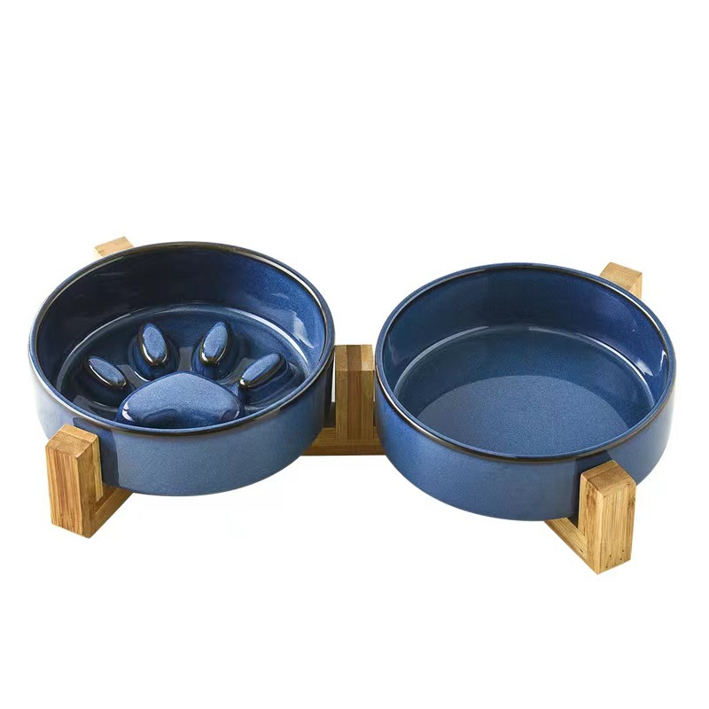 Ceramic cat bowl dog bowl, dog puppy slow feeding bowl