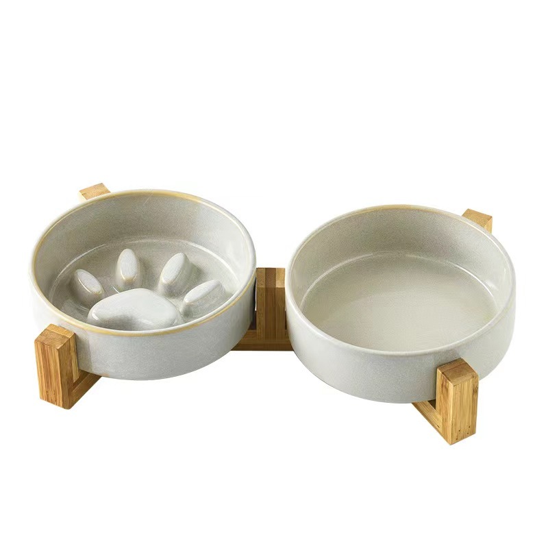 Ceramic cat bowl dog bowl, dog puppy slow feeding bowl