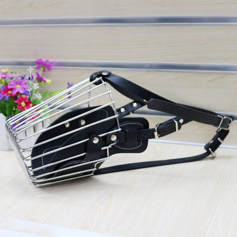 Stainless steel dog muzzle for dogs, anti-bite and anti-barking muzzle for large dogs