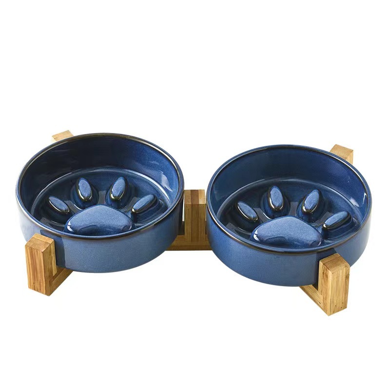 Ceramic cat bowl dog bowl, dog puppy slow feeding bowl