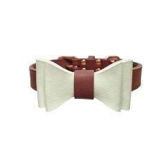 Colorful Plain Premium Wholesale Adjustable Custom Luxury Pet Leather Bow Tie Dog Collar For Small Medium Large Dogs