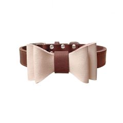 Colorful Plain Premium Wholesale Adjustable Custom Luxury Pet Leather Bow Tie Dog Collar For Small Medium Large Dogs