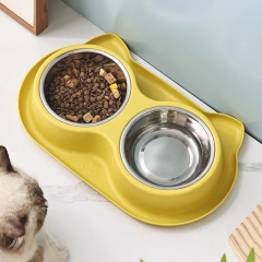 TTT Hot Sale Stainless Steel Large Capacity Anti Choking Cat Feeder Dog Basin Anti Skid Double Pet Food Bowl for Dog Cat