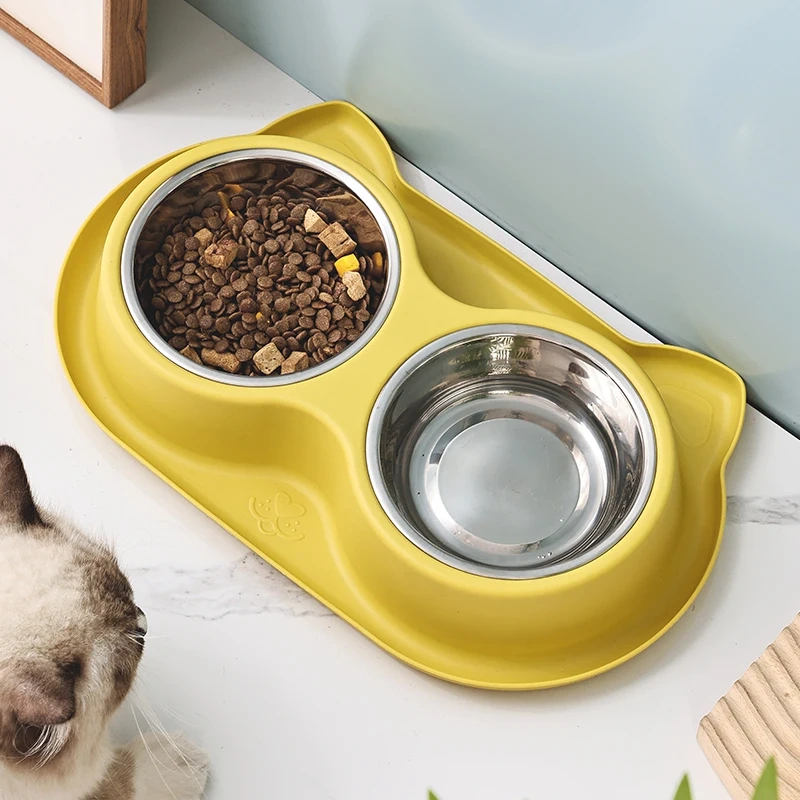 TTT Hot Sale Stainless Steel Large Capacity Anti Choking Cat Feeder Dog Basin Anti Skid Double Pet Food Bowl for Dog Cat