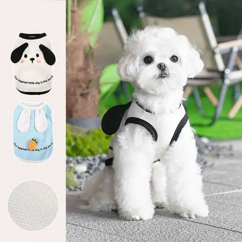 Factory Wholesale OEM Custom Luxury Pet Clothes Fashion Cartoon 3D Dog T Shirt Vest Puppy New Designer Dog Clothes For Summer