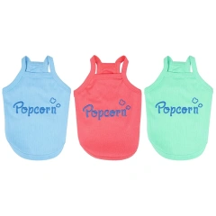 New Hot Sale Pet Dog T Shirt Popcorn Pattern Rib Sling Spring Summer Cat Dog Clothes Pet Clothing Vest