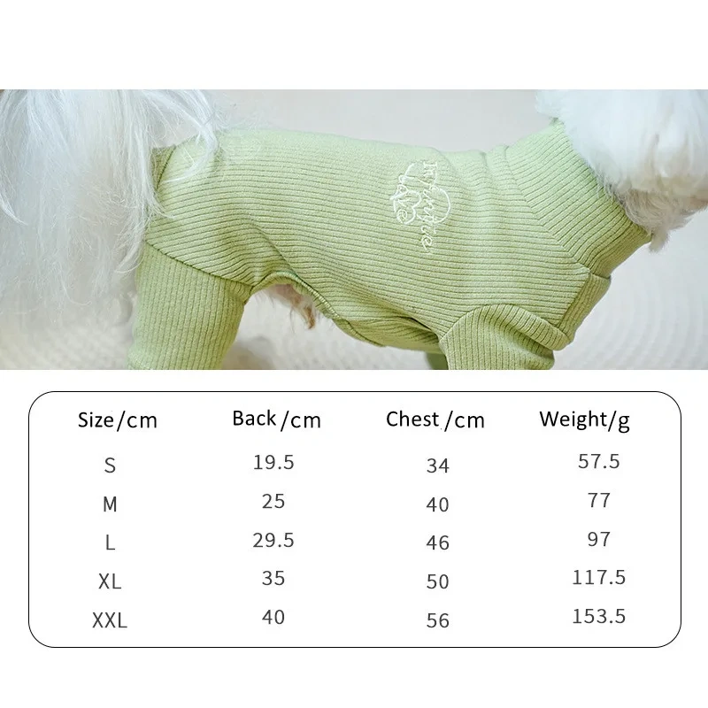 High Quality Dog Pajamas Pet Clothes Embroidered Soft Super Elastic 4 legged Dog Jumpsuit Shirt Striped Teddy Dog Pajamas