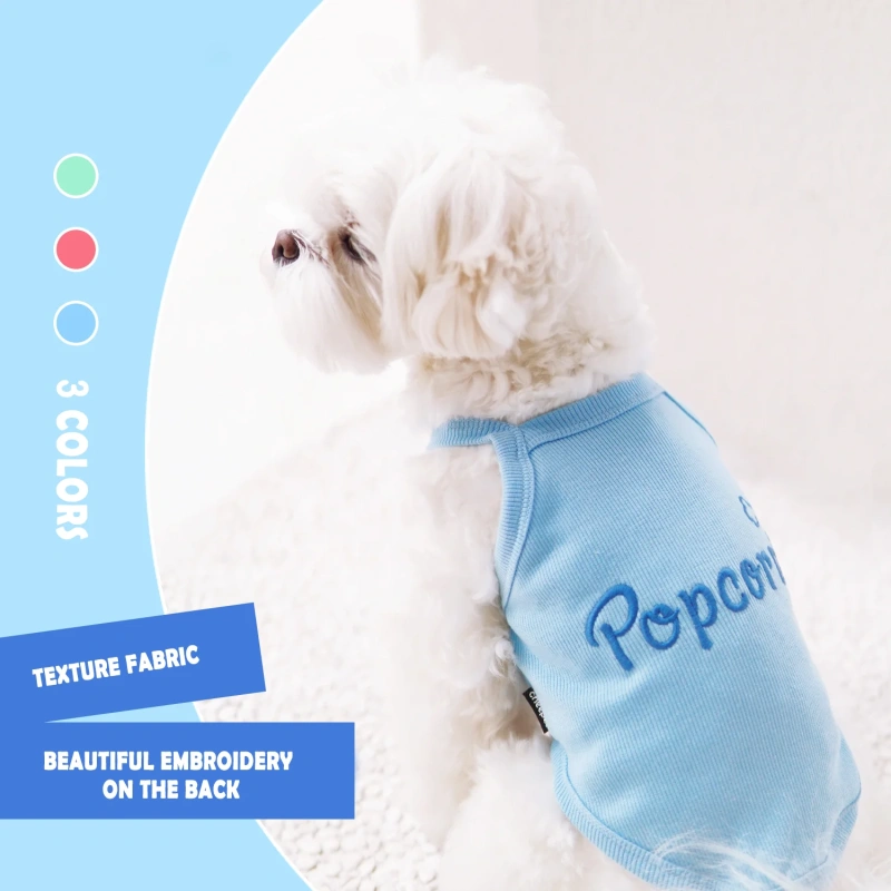 2022 New Hot Sale Pet Dog T Shirt Popcorn Pattern Rib Sling Spring Summer Cat Dog Clothes Pet Clothing Vest