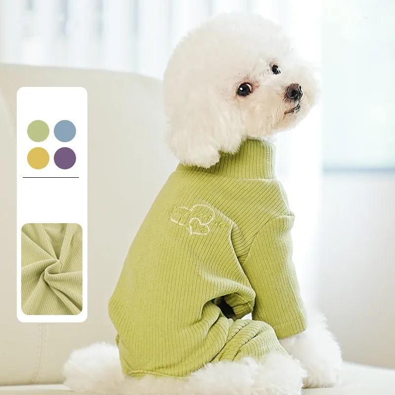 High Quality Dog Pajamas Pet Clothes Embroidered Soft Super Elastic 4 legged Dog Jumpsuit Shirt Striped Teddy Dog Pajamas