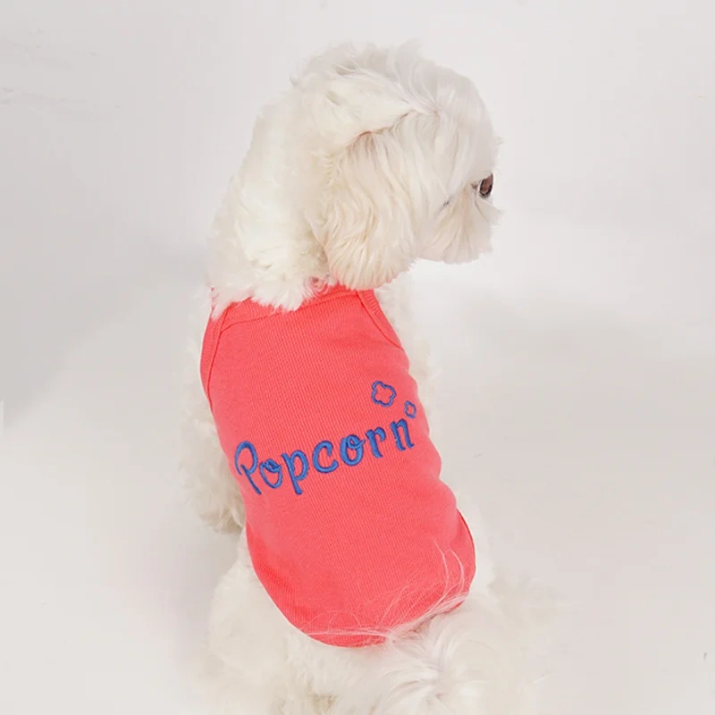 2022 New Hot Sale Pet Dog T Shirt Popcorn Pattern Rib Sling Spring Summer Cat Dog Clothes Pet Clothing Vest