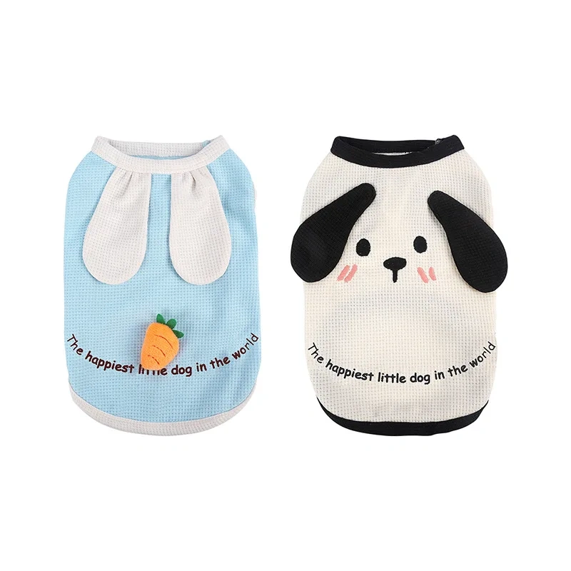 Factory Wholesale OEM Custom Luxury Pet Clothes Fashion Cartoon 3D Dog T Shirt Vest Puppy New Designer Dog Clothes For Summer