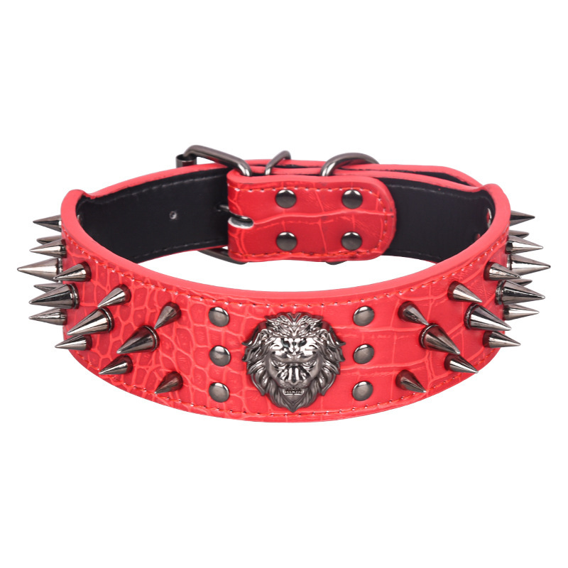 PU leather rivet anti-bite pet collar, medium and large dog rivet dog collar