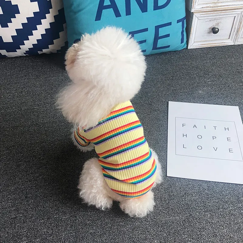 High Quality Pet Clothes Dog T-shirt For Autumn New Korea Best Selling Striped Dog Clothes Pet T-Shirt Puppy Clothes Wholesale
