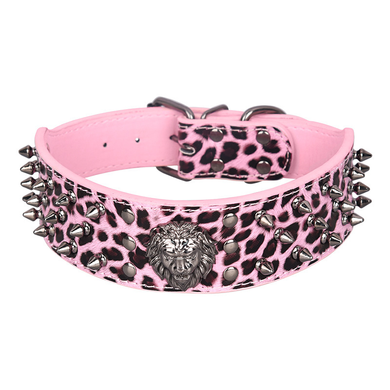 PU leather rivet anti-bite pet collar, medium and large dog rivet dog collar