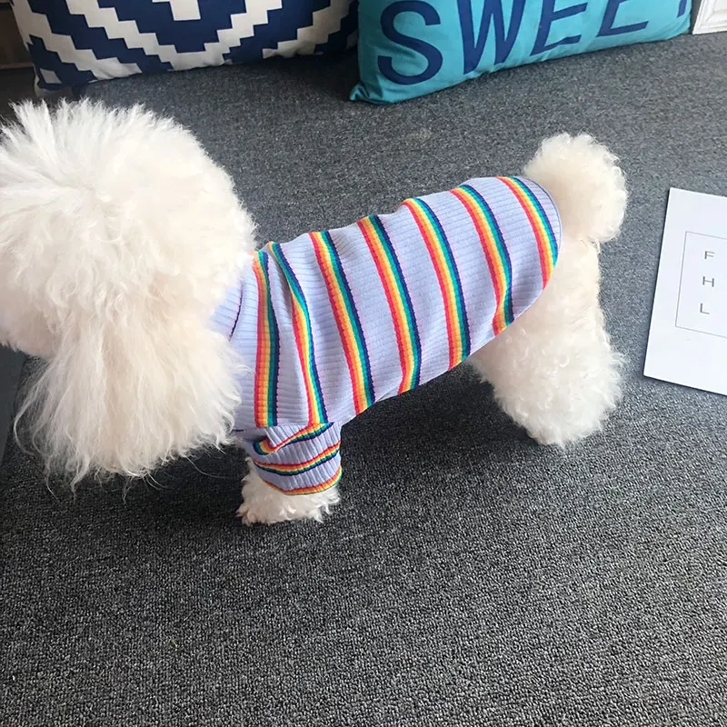 High Quality Pet Clothes Dog T-shirt For Autumn New Korea Best Selling Striped Dog Clothes Pet T-Shirt Puppy Clothes Wholesale