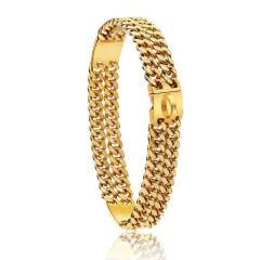 12mm double row gold encryption chain ID brand metal dog chain collar traction chain simple buckle