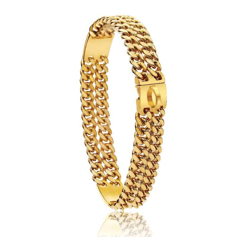 12mm double row gold encryption chain ID brand metal dog chain collar traction chain simple buckle