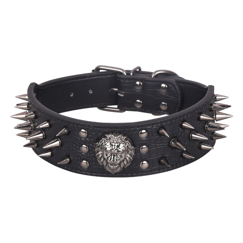 PU leather rivet anti-bite pet collar, medium and large dog rivet dog collar