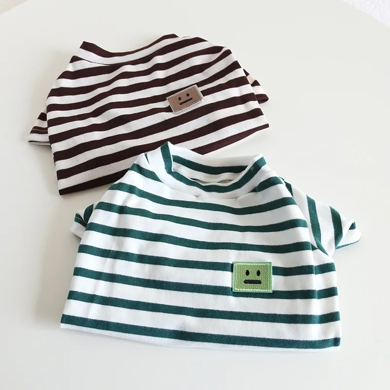 Spring and Summer Classic Stripe Cotton French Bulldogs T-shirt Fashion Versatile Pet Dog Clothes Fat Dog Clothing  Wholesale