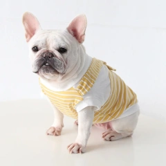 Wholesale New Design French Bulldog Clothes Summer Pet Clothing College Style Tie Stripe Tank Top Bulldogs T-shirt Vest