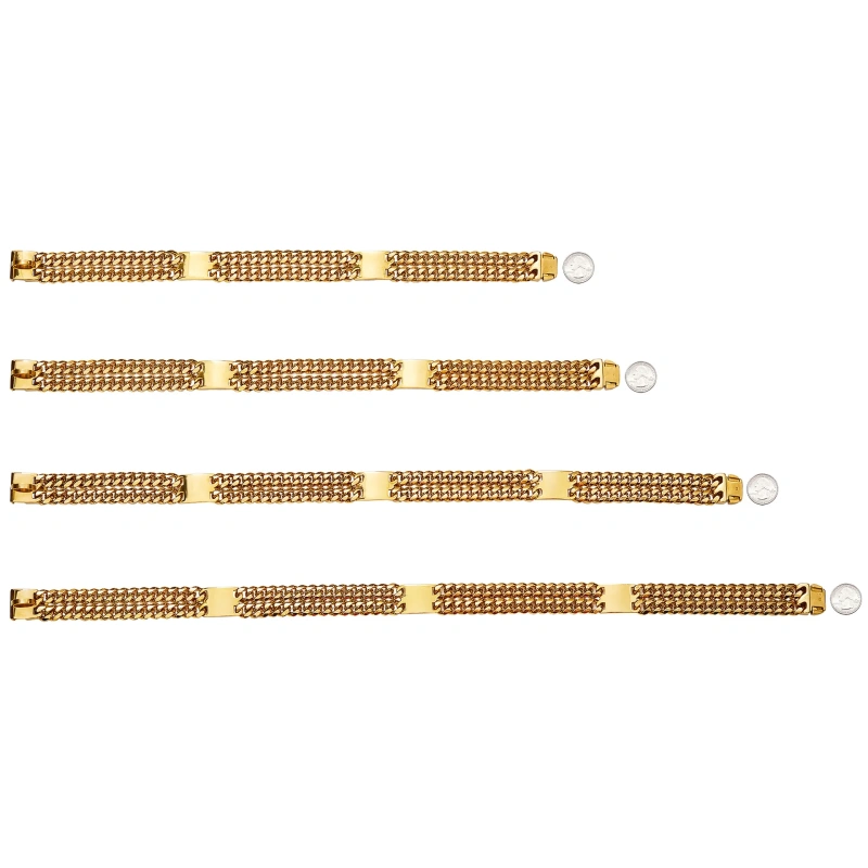 12mm double row gold encryption chain ID brand metal dog chain collar traction chain simple buckle
