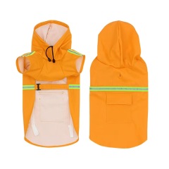 Pet Raincoat PU Reflective Waterproof Clothes Hooded Jumpsuit Rainwear for Small Medium Dogs