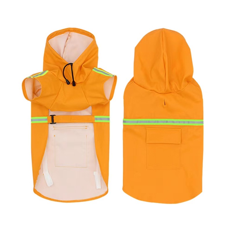 Pet Raincoat PU Reflective Waterproof Clothes Hooded Jumpsuit Rainwear for Small Medium Dogs