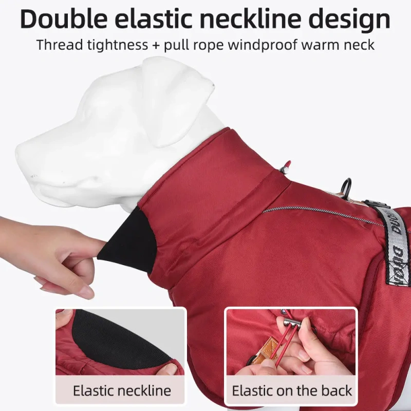 Windproof Reflective Plaid Snow Dog Clothes Breathable Windproof Snow-Proof Dog Cotton Coats Plenty Sizes for Large Dogs
