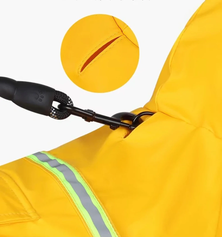 Pet Raincoat PU Reflective Waterproof Clothes Hooded Jumpsuit Rainwear for Small Medium Dogs