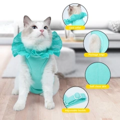 Breathable Pet Cat Sterilization Suit Lace Neckline Pet Puppy Cat Rehabilitation Surgery Recovery Suit Pet Supplies all-season