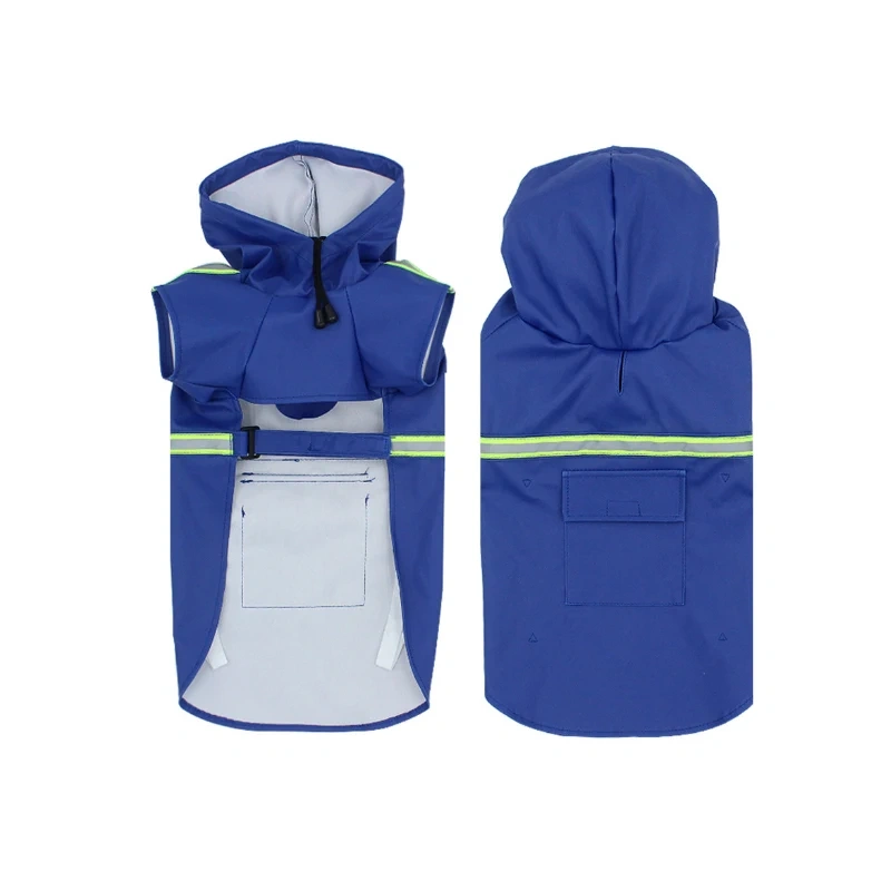 Pet Raincoat PU Reflective Waterproof Clothes Hooded Jumpsuit Rainwear for Small Medium Dogs