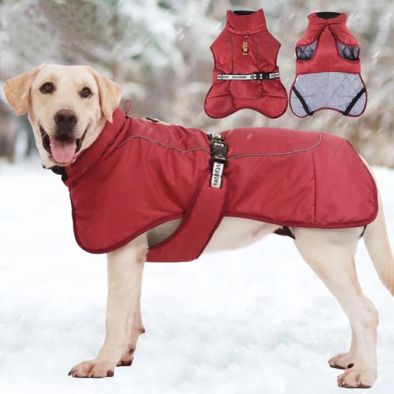 Windproof Reflective Plaid Snow Dog Clothes Breathable Windproof Snow-Proof Dog Cotton Coats Plenty Sizes for Large Dogs