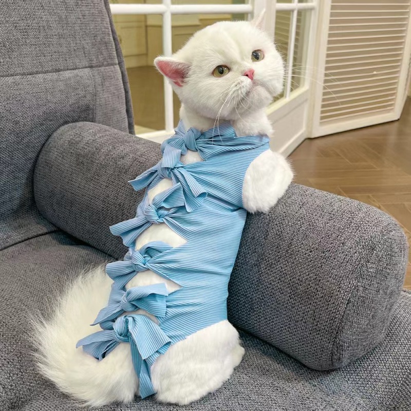 Pet Cat Clothes Surgery Recovery Suit Cat Spay Anti-licking Weaning Suit Strap Style Surgical Clothes for Small dogs