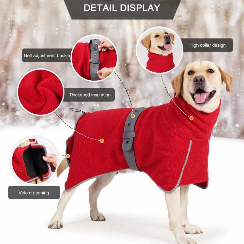 Joymay berber Fleece cape dog costumes leather belt large dog winter coat with customisable logo Dog cotton work jacket
