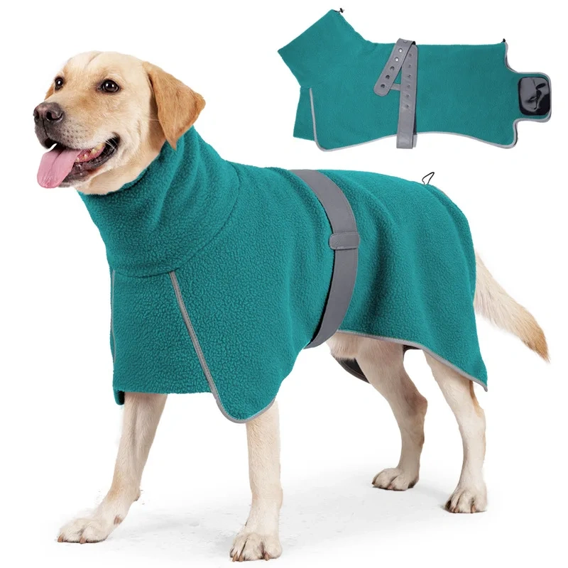 Joymay berber Fleece cape dog costumes leather belt large dog winter coat with customisable logo Dog cotton work jacket