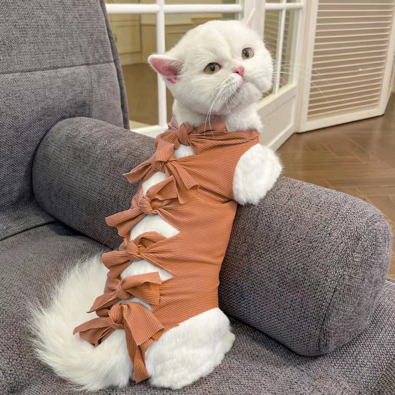 Pet Cat Clothes Surgery Recovery Suit Cat Spay Anti-licking Weaning Suit Strap Style Surgical Clothes for Small dogs