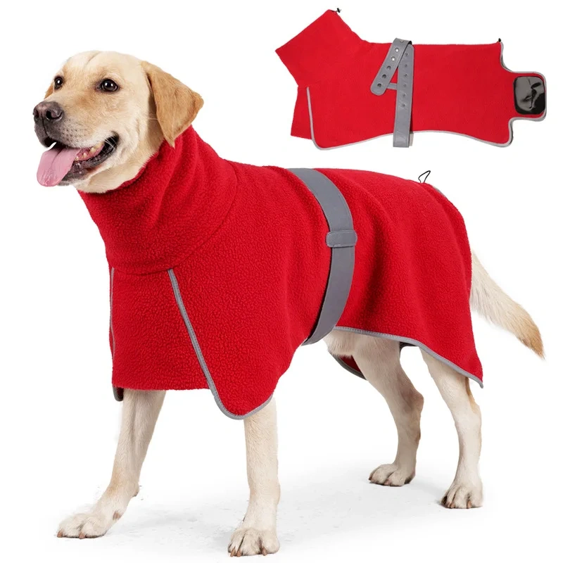 Joymay berber Fleece cape dog costumes leather belt large dog winter coat with customisable logo Dog cotton work jacket