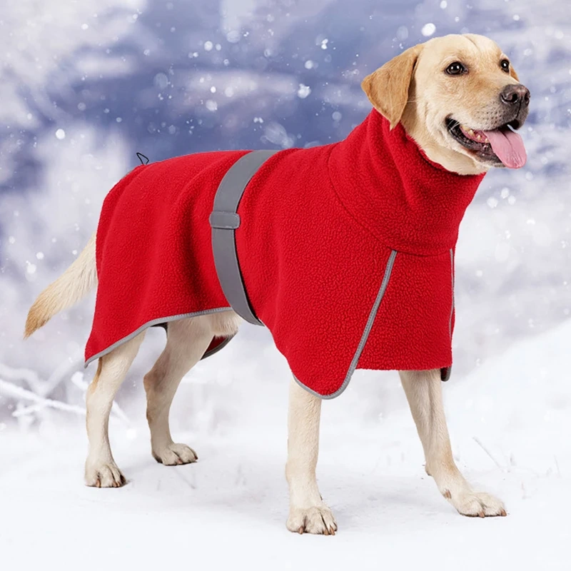 Joymay berber Fleece cape dog costumes leather belt large dog winter coat with customisable logo Dog cotton work jacket