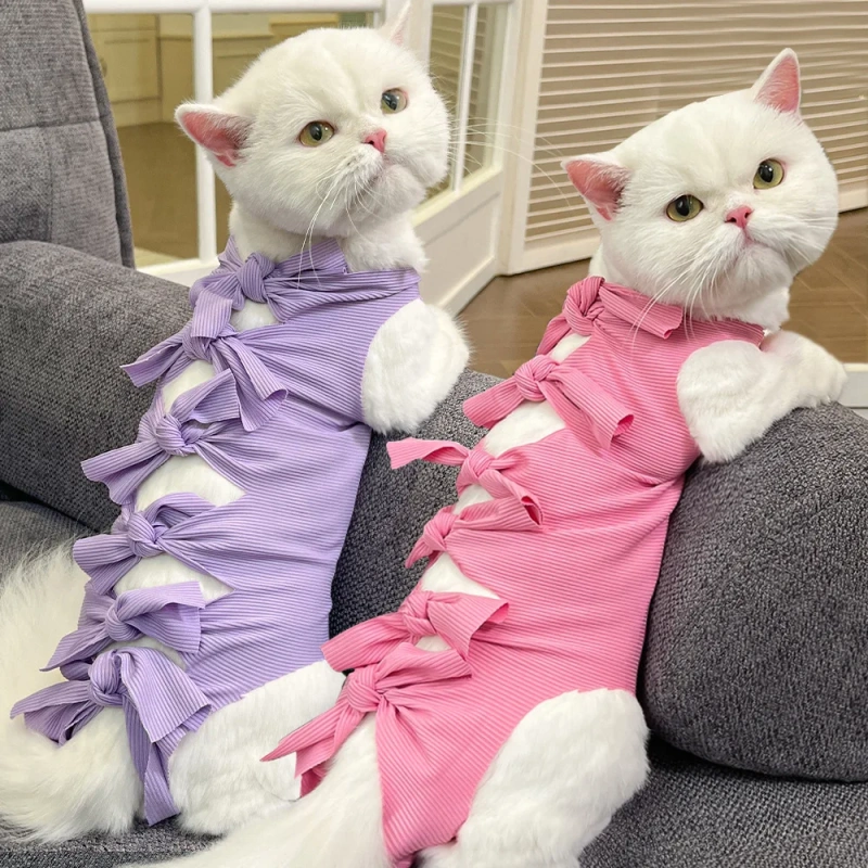 Pet Cat Clothes Surgery Recovery Suit Cat Spay Anti-licking Weaning Suit Strap Style Surgical Clothes for Small dogs