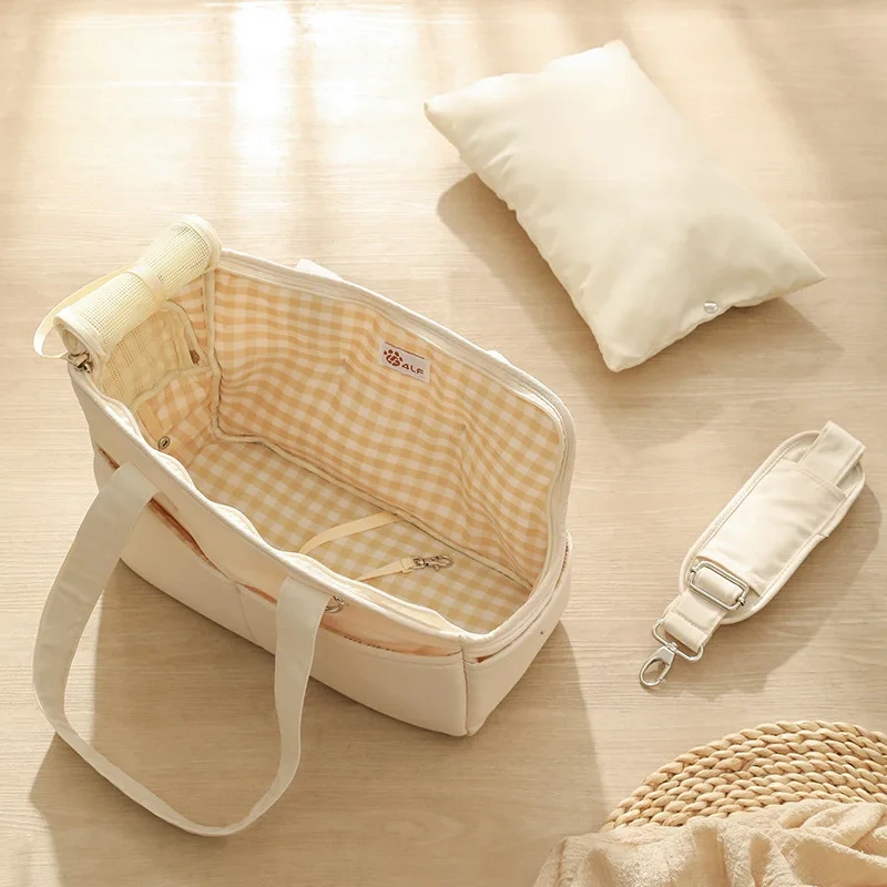 Korean Fashionable Portable Cotton Breathable Soft Soft-Sided Pet Cat Carrier Dog Tote Bag