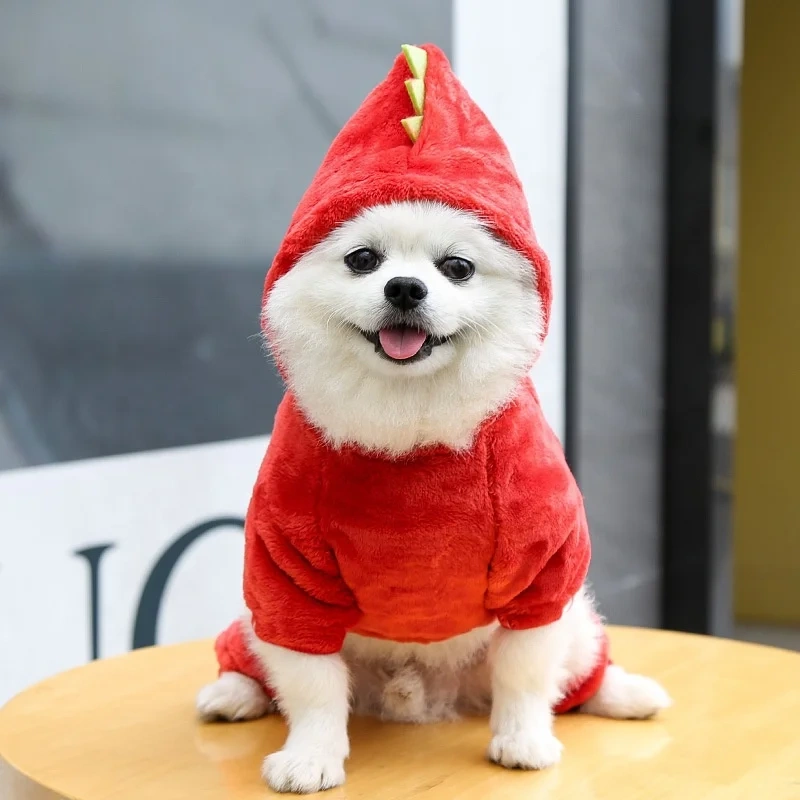 Halloween dog costume elf autumn winter funny Pet Dinosaur clothes