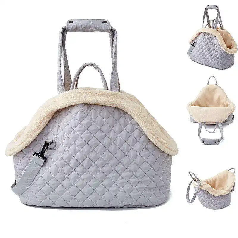 Fashion Portable Sling Luxury Quilted Tote Pet Dog Walking Crossbody Bag Cat Carrier Bag Travel